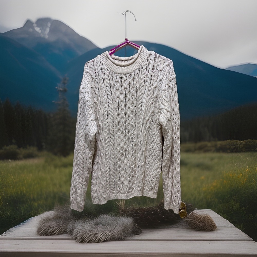 Alps Fine Women's‎ Apparel Women's Cream Cable Knit Sweater Size M